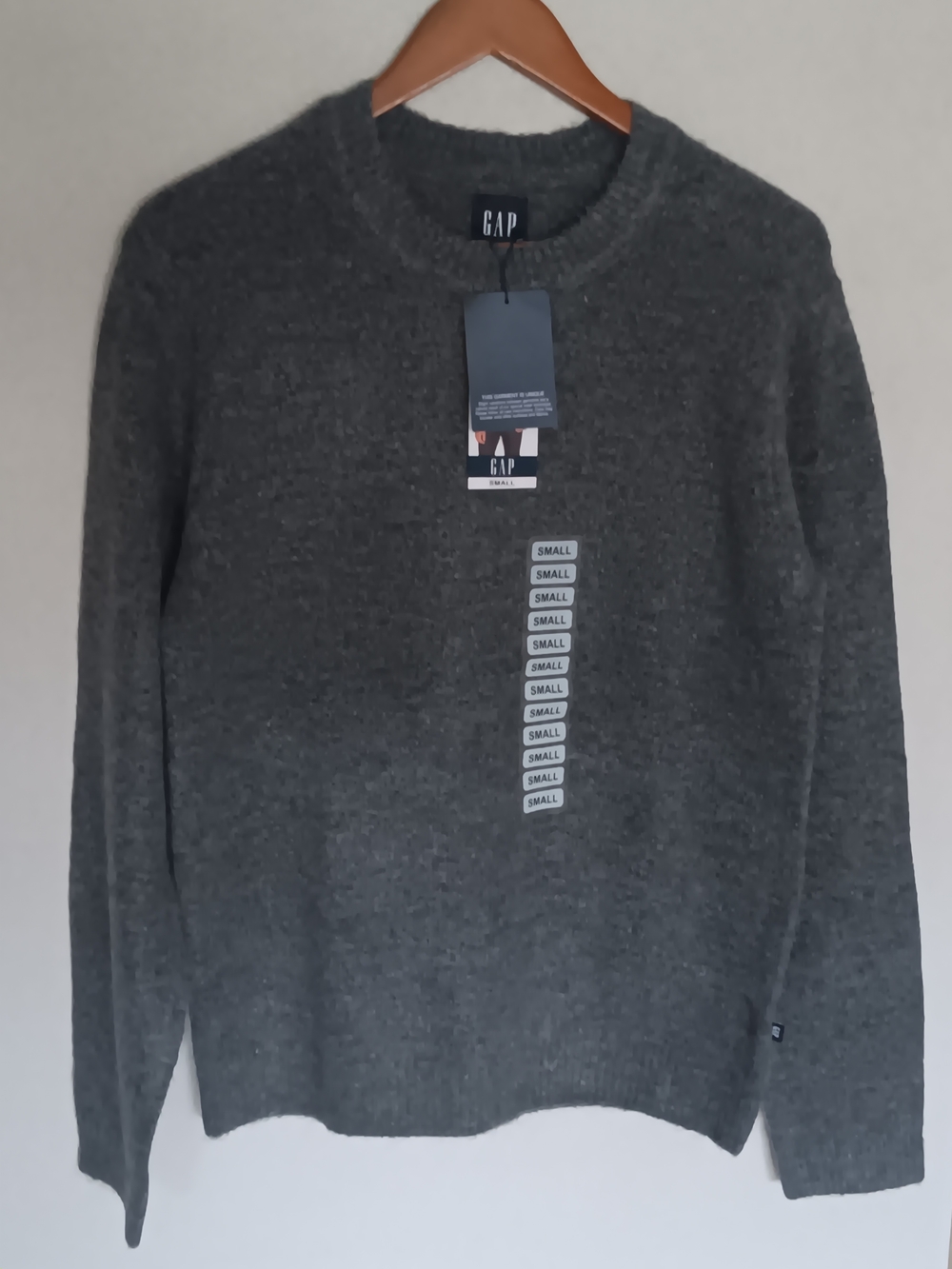 GAP Men's Crewneck Wool Blend Sweater in Dark Gray